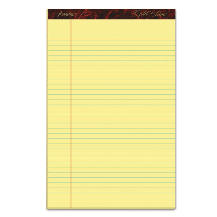 Ampad - Gold Fibre Quality Writing Pads, Wide/Legal Rule, 50 Canary-Yellow 8.5 x 14 Sheets, Dozen