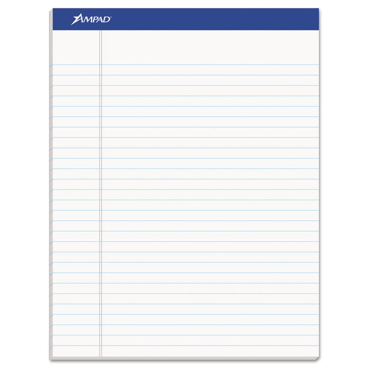 Ampad - Recycled Writing Pads, Wide/Legal Rule, Politex Green Kelsu Headband, 50 White 8.5 x 11.75 Sheets, Dozen
