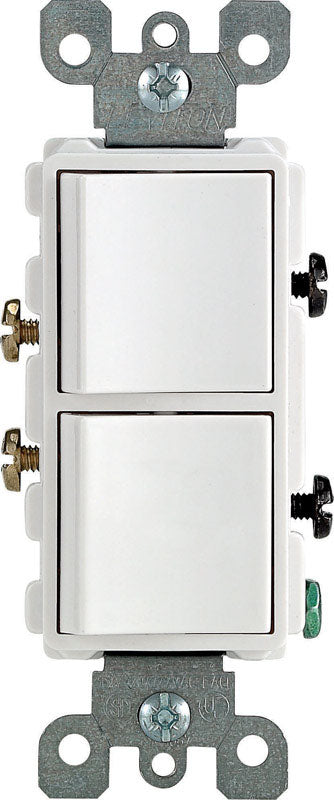 DECORA - Leviton Decora 15 amps Single Pole Combination AC Quiet Switch White 1 pk