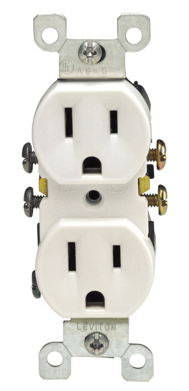 LEVITON - Leviton 15 amps 125 V Duplex White Outlet 5-15R 1 pk [05320-0WS]
