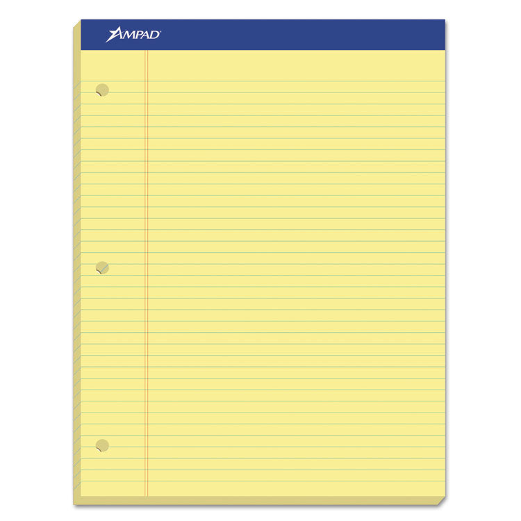 Ampad - Double Sheet Pads, Narrow Rule, 100 Canary-Yellow 8.5 x 11.75 Sheets