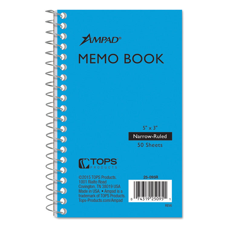 Ampad - Memo Books, Narrow Rule, Randomly Assorted Cover Color, (50) 5 x 3 Sheets