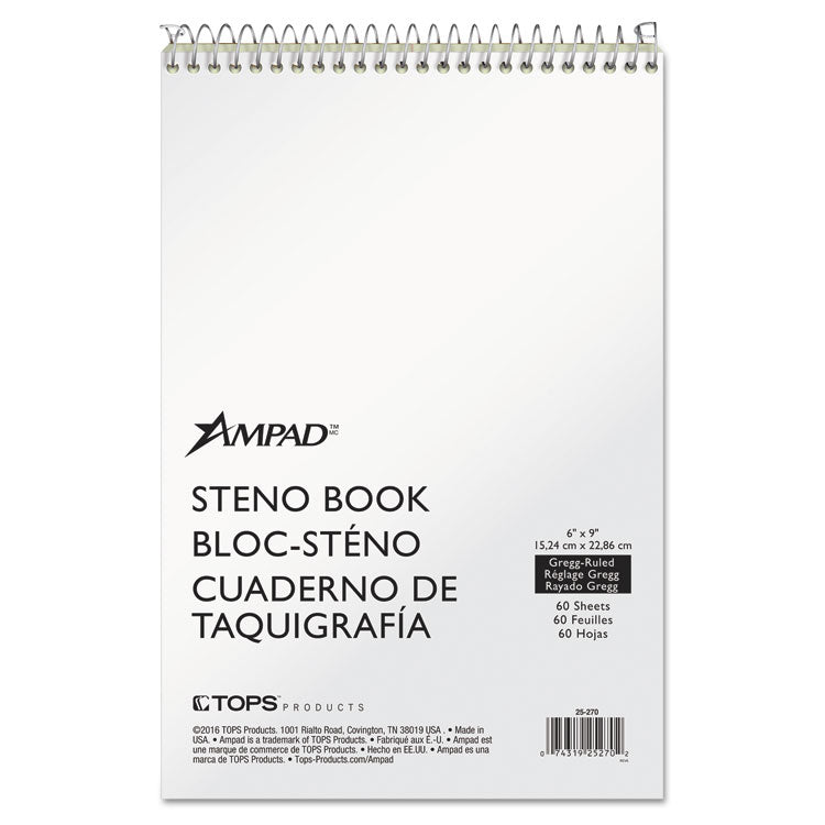 Ampad - Steno Pads, Gregg Rule, Tan Cover, 60 Green-Tint 6 x 9 Sheets
