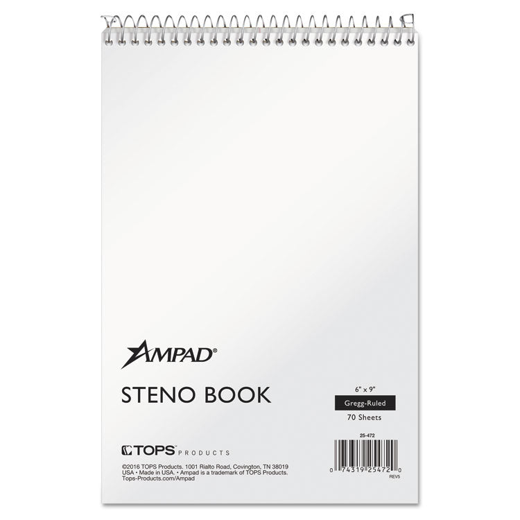 Ampad - Steno Pads, Gregg Rule, Tan Cover, 70 White 6 x 9 Sheets
