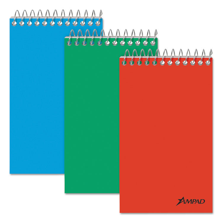 Ampad - Memo Pads, Narrow Rule, Assorted Cover Colors, 60 White 3 x 5 Sheets, 3/Pack