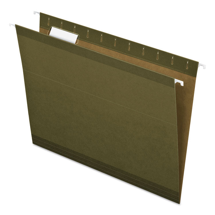 Pendaflex - Reinforced Hanging File Folders with Printable Tab Inserts, Letter Size, 1/5-Cut Tabs, Standard Green, 25/Box