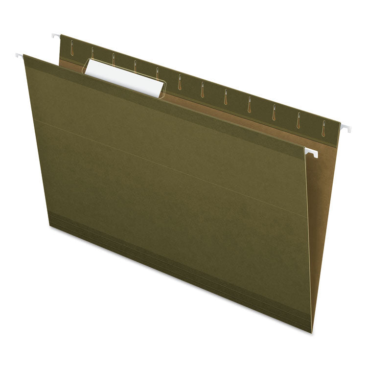 Pendaflex - Reinforced Hanging File Folders with Printable Tab Inserts, Legal Size, 1/3-Cut Tabs, Standard Green, 25/Box