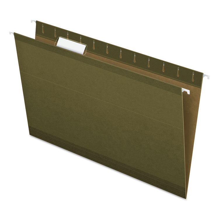 Pendaflex - Reinforced Hanging File Folders with Printable Tab Inserts, Legal Size, 1/5-Cut Tabs, Standard Green, 25/Box