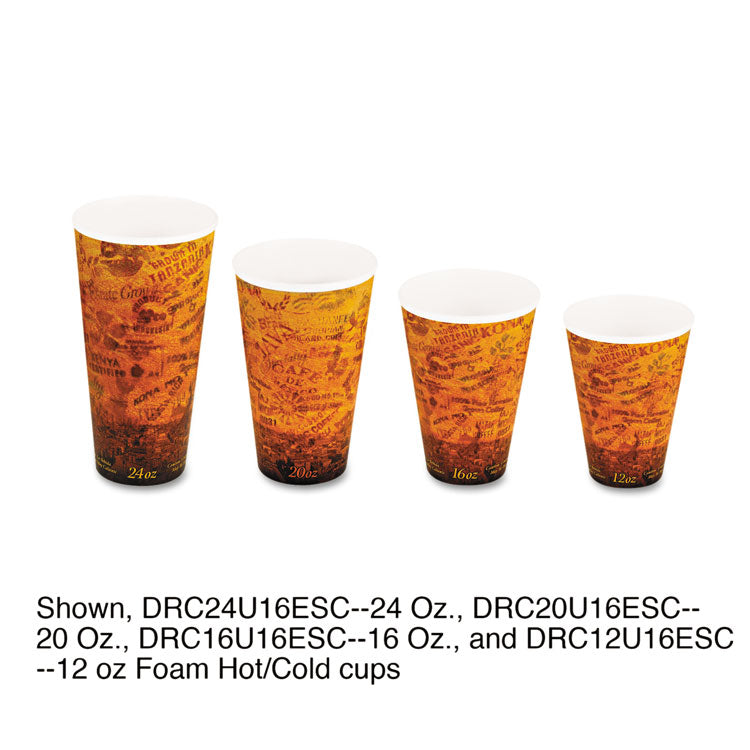 Dart - Fusion Escape Foam Hot/Cold Cups, 20 oz, Brown/Black, 500/Carton