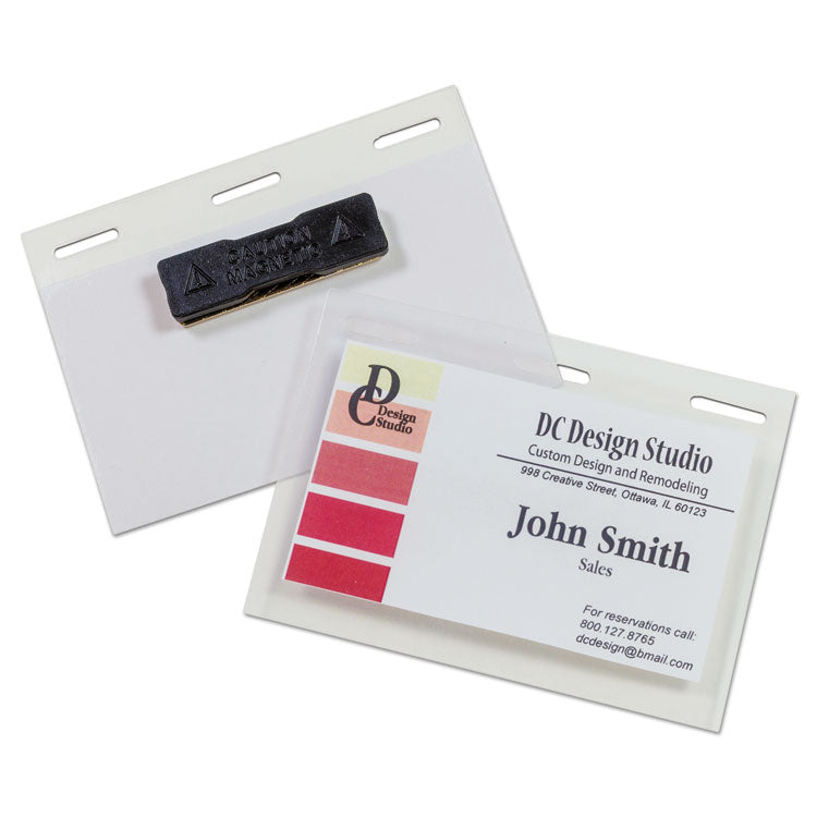 C-Line - Self-Laminating Magnetic Style Name Badge Holder Kit, 2" x 3", Clear, 20/Box