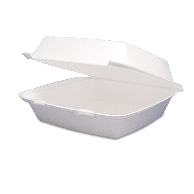 Dart - Foam Hinged Lid Containers, 1-Compartment, 8.38 x 7.78 x 3.25, White, 200/Carton