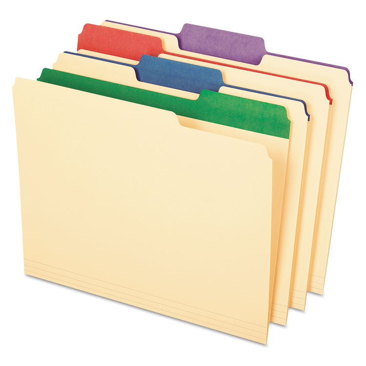 Pendaflex - Color Tab File Folders, 1/3-Cut Tabs: Assorted, Letter Size, 0.75" Expansion, Manila, 50/Box