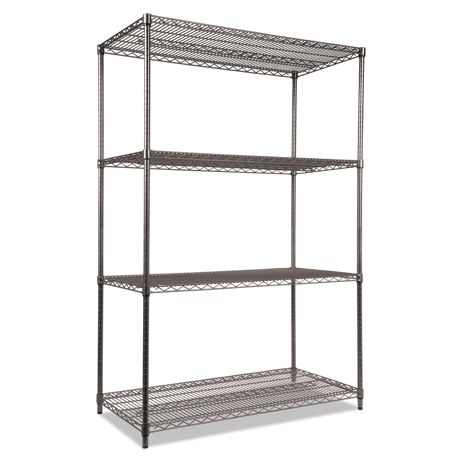 Wire Shelving Starter Kit, Four-Shelf, 48w X 24d X 72h, Black Anthracite