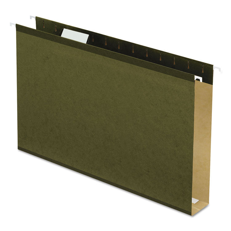 Pendaflex - Extra Capacity Reinforced Hanging File Folders with Box Bottom, 2" Capacity, Legal Size, 1/5-Cut Tabs, Green, 25/Box