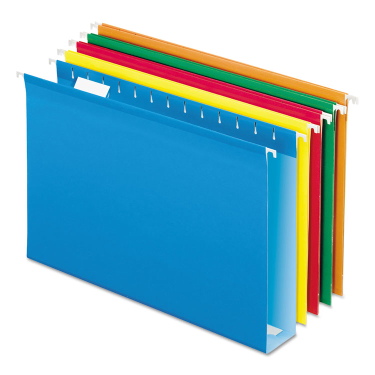 Pendaflex - Extra Capacity Reinforced Hanging File Folders with Box Bottom, 2" Capacity, Legal Size, 1/5-Cut Tabs, Assorted Colors,25/BX (RECYC)