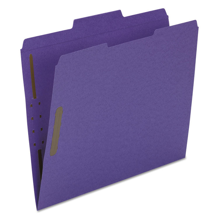 Smead - Top Tab Colored Fastener Folders, 2 Fasteners, Letter Size, Purple Exterior, 50/Box