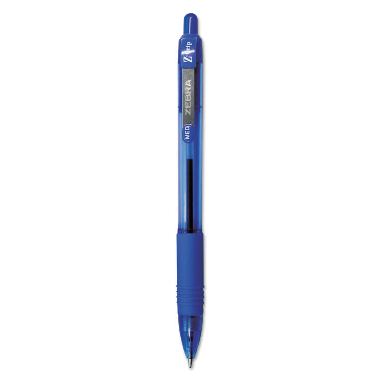Zebra - Z-Grip Ballpoint Pen, Retractable, Medium 1 mm, Blue Ink, Clear Barrel, 24/Pack
