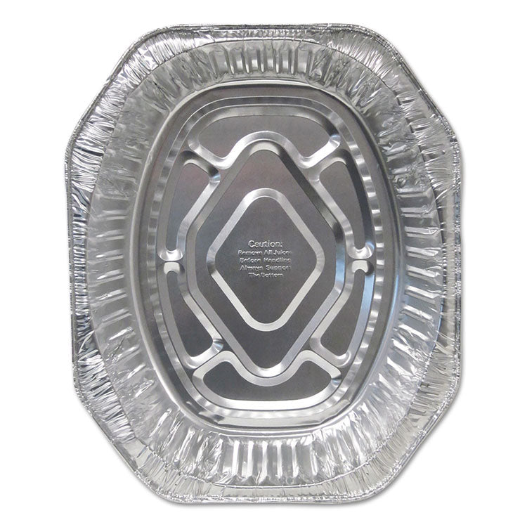 Durable Packaging - Aluminum Roaster Pans, Extra-Large Oval, 230 oz, 18.5 x 14 x 3.38, Silver, 100/Carton