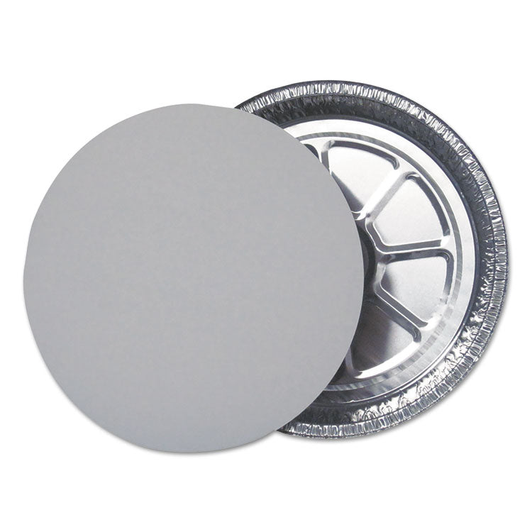 Durable Packaging - Aluminum Round Containers with Board Lid, 9" Diameter x 1.94"h, Silver, 250/Carton