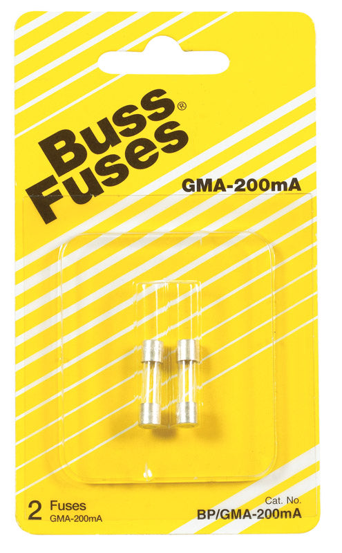 BUSSMANN - Bussmann 0.2 amps Fast Acting Glass Fuse 2 pk