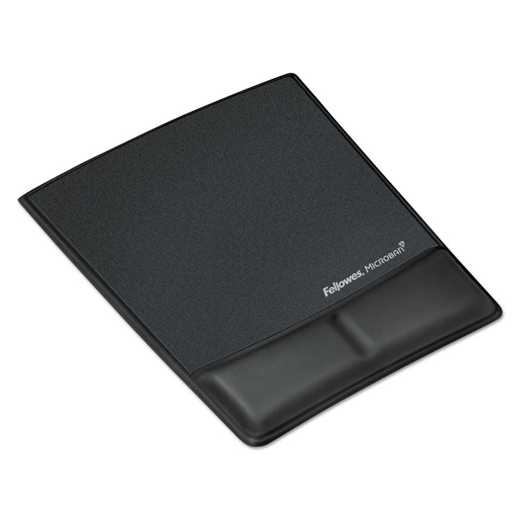 Fellowes - Ergonomic Memory Foam Wrist Rest with Attached Mouse Pad, 8.25 x 9.87, Black