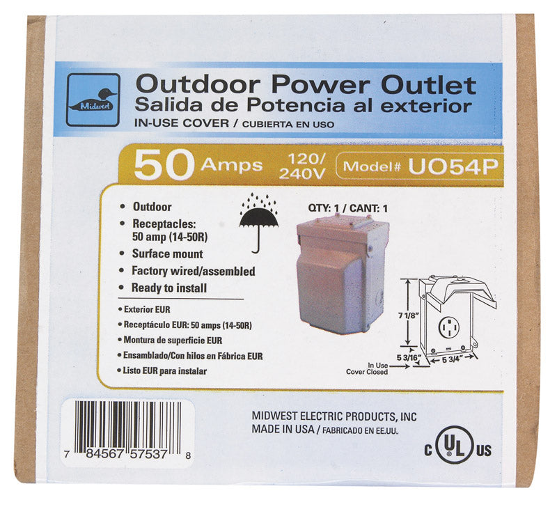 GE - GE 50 amps 240 V Single Silver RV Power Outlet 1 pk