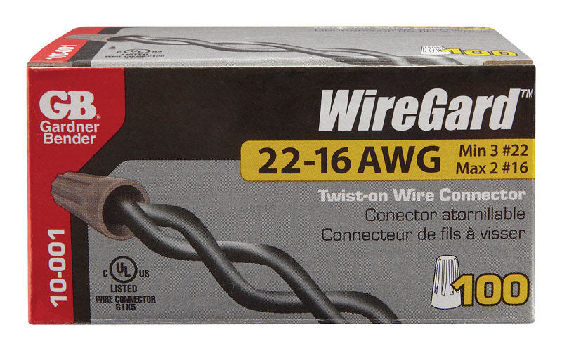GARDNER BENDER - Gardner Bender WireGard 22-16 Ga. Copper Wire Connector Gray 100 pk