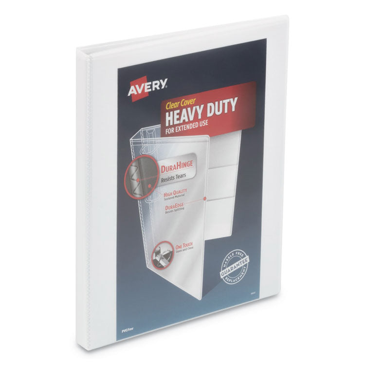 Avery - Heavy-Duty View Binder with DuraHinge and One Touch Slant Rings, 3 Rings, 0.5" Capacity, 11 x 8.5, White