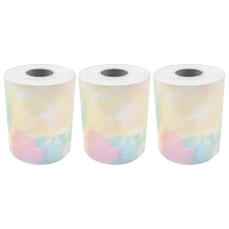 TEACHER CREATED RESOURCES - Pastel Pop Tie-Dye Straight Rolled Border Trim, 50 Feet, 3 Rolls
