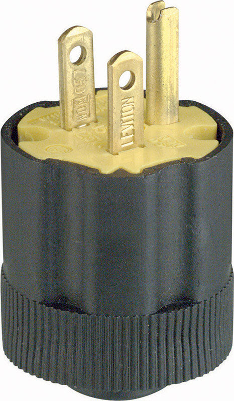 LEVITON - Leviton Commercial and Residential Rubber Grounding Plug 5-15P 18-14 AWG 2 Pole 3 Wire