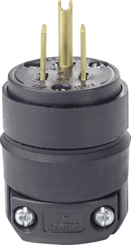 LEVITON - Leviton Residential Rubber Ground/Straight Blade Plug 5-15P 18-12 AWG 2 Pole 3 Wire [515PR-000]