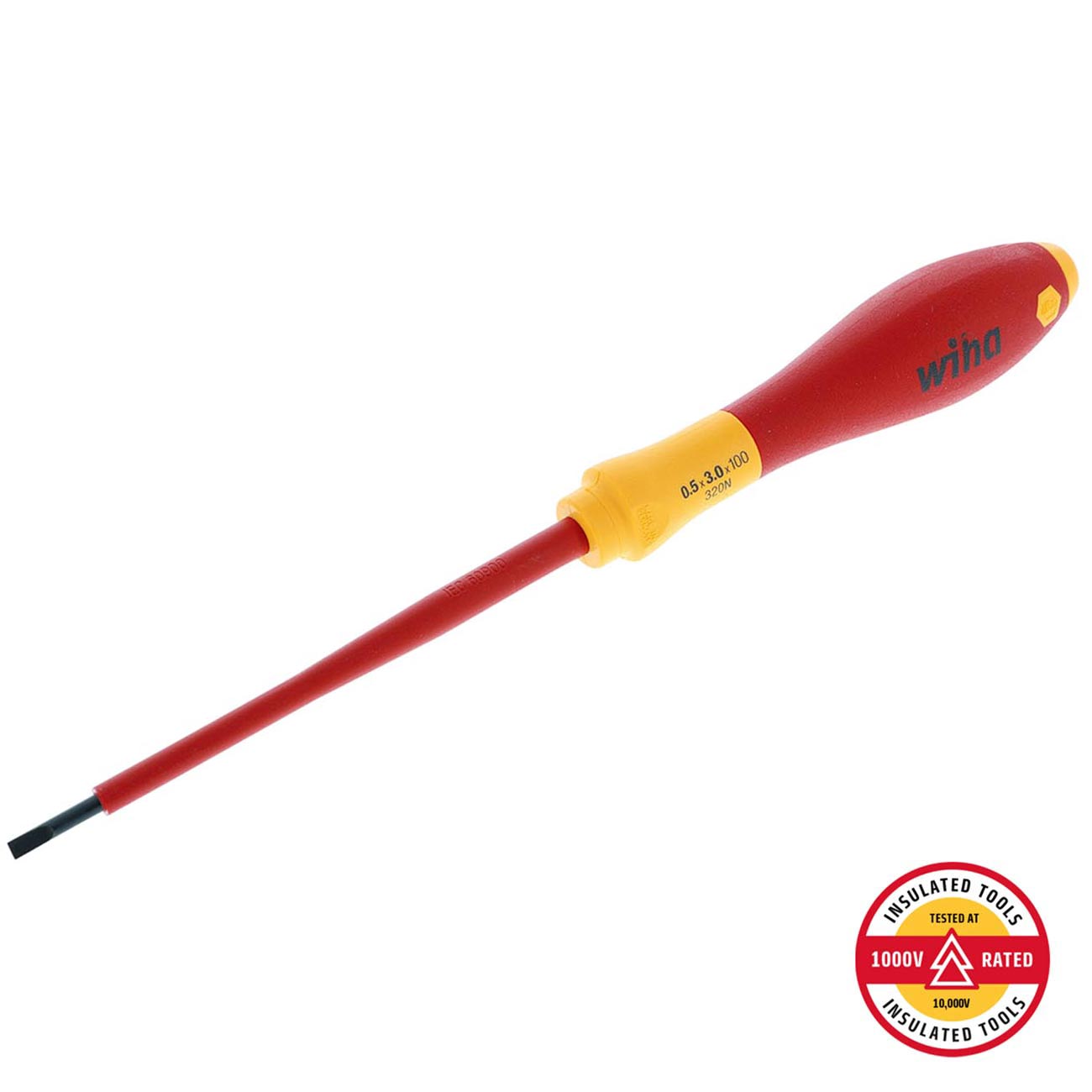 Wiha Insulated SoftFinish Slotted Screwdriver 3mm (1/8‚Ä≥) x 100mm