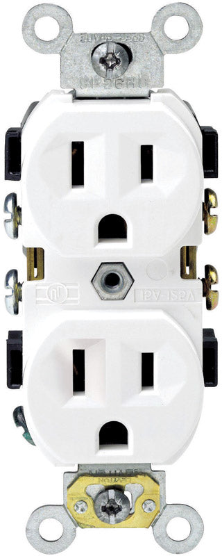 LEVITON - Leviton 15 amps 125 V Duplex White Outlet 5-15R 1 pk [0BR15-0WS]