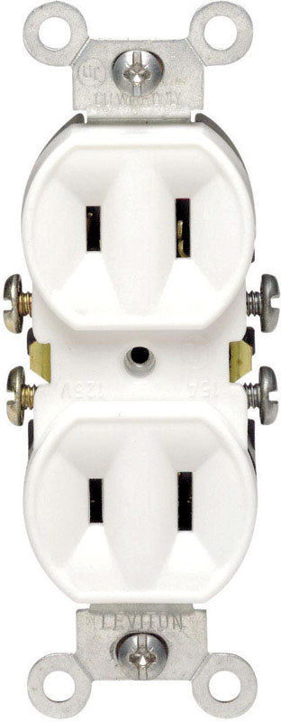 LEVITON - Leviton 15 amps 125 V Duplex White Outlet 1-15R 1 pk