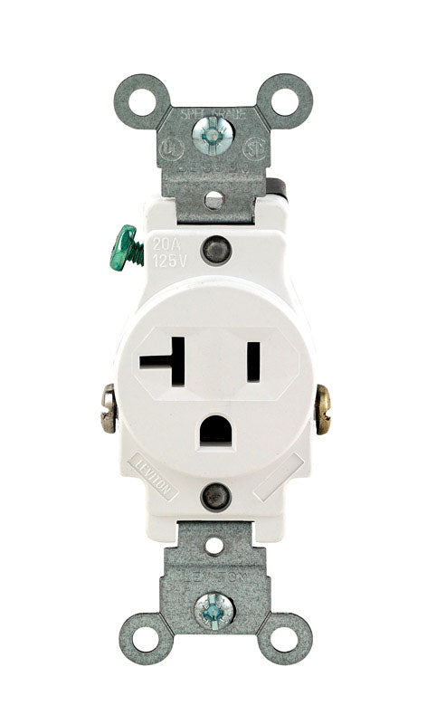 LEVITON - Leviton 20 amps 125 V Single White Outlet 5-20R 1 pk [05801-KWS]