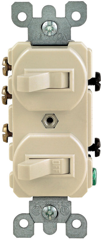 LEVITON - Leviton 15 amps Single Pole or 3-way Rocker Duplex Combination Switch Ivory 1 pk