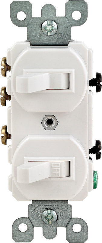 LEVITON - Leviton 15 amps Single Pole or 3-way Rocker Duplex Combination Switch White 1 pk