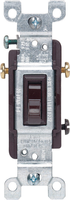 LEVITON - Leviton 15 amps Three Pole Toggle AC Quiet Switch Brown 1 pk - Case of 10