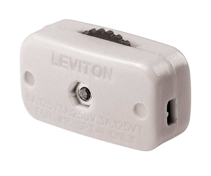 LEVITON - Leviton 6 amps Single Pole Feed Through Switch White 1 pk