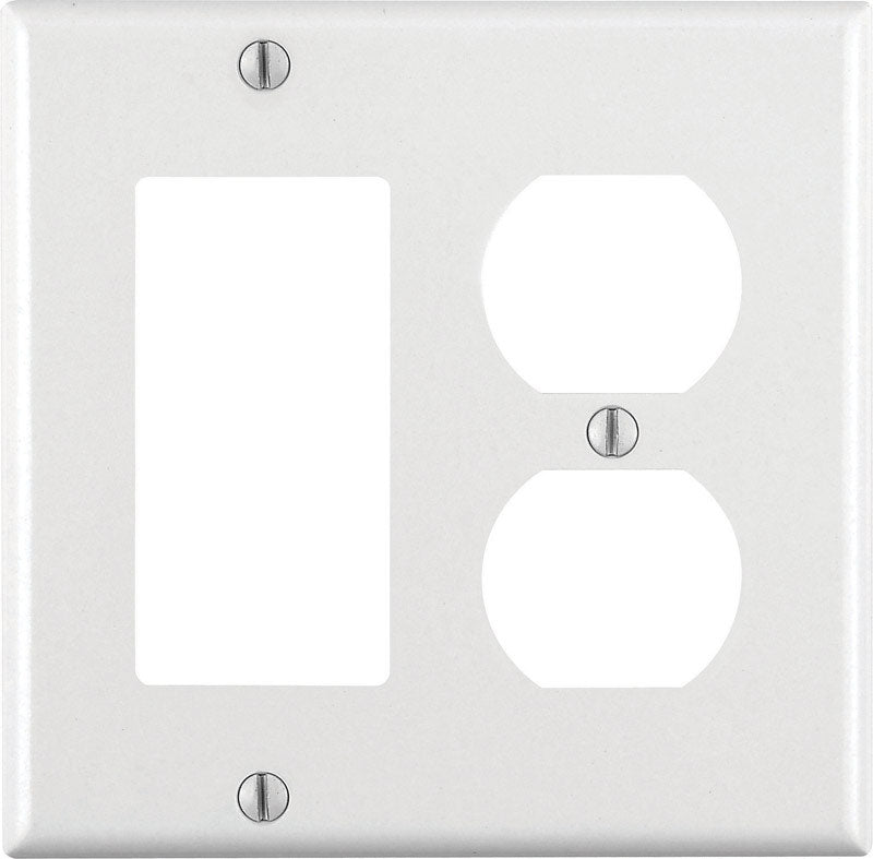 LEVITON - Leviton White 2 gang Thermoset Plastic Decorator/Duplex Wall Plate 1 pk