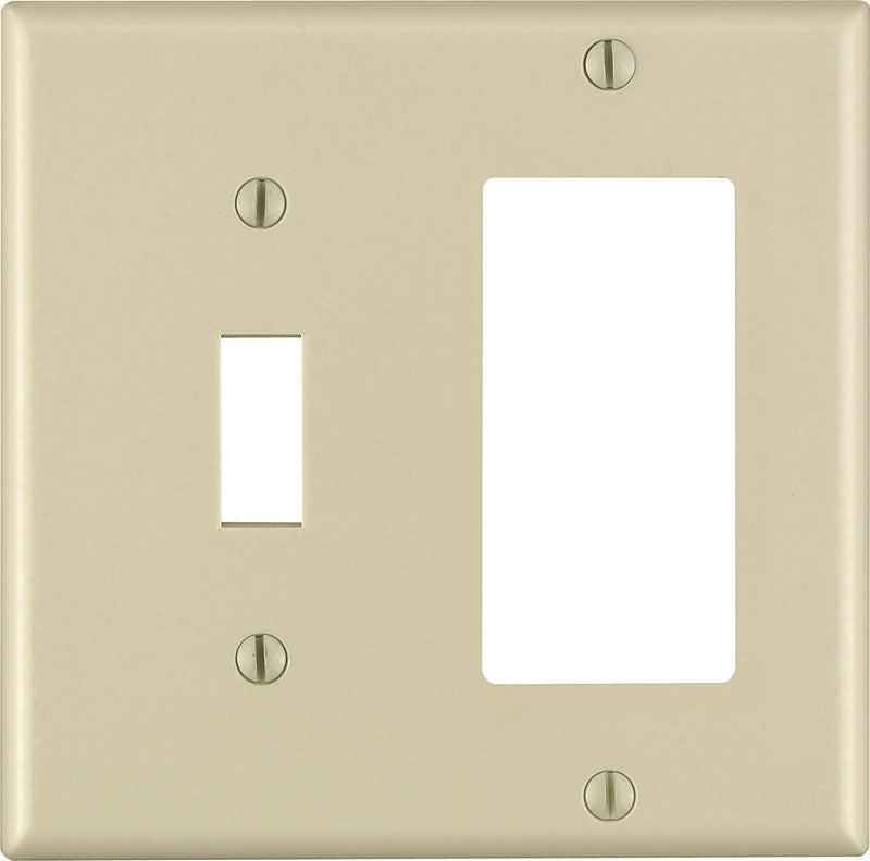 LEVITON - Leviton Decora Ivory 2 gang Thermoset Plastic Decorator/Toggle Wall Plate 1 pk