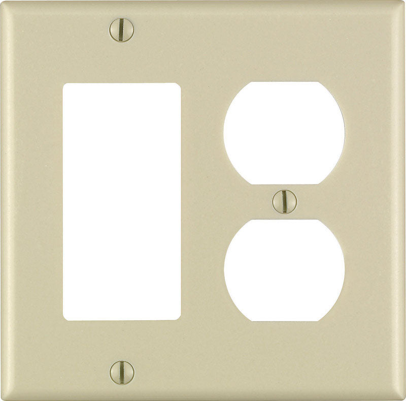 LEVITON - Leviton Ivory 2 gang Plastic Decorator/Duplex Wall Plate 1 pk