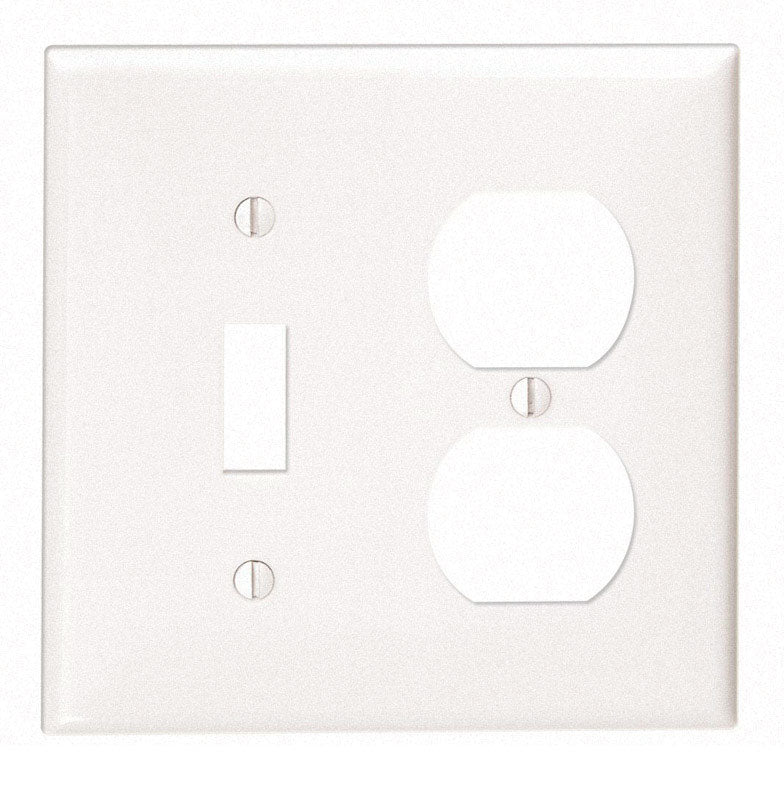 LEVITON - Leviton White 2 gang Thermoplastic Nylon Duplex/Toggle Wall Plate 1 pk [80705-00W]