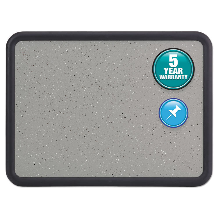 Quartet - Contour Granite Board, 36 x 24, Granite Gray Surface, Black Plastic Frame