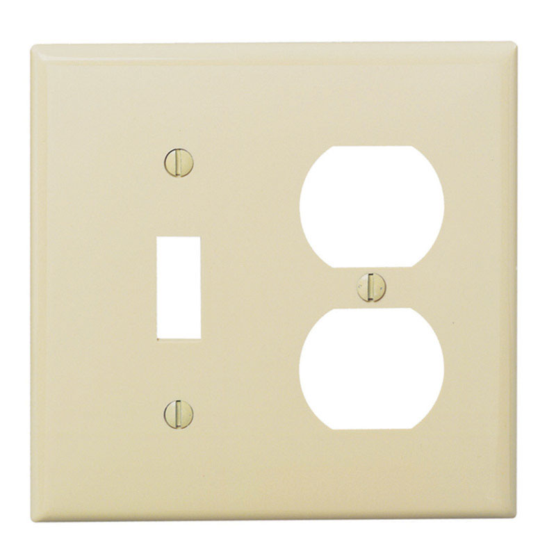 LEVITON - Leviton Ivory 2 gang Nylon Duplex/Toggle Wall Plate 1 pk [80705-00I]