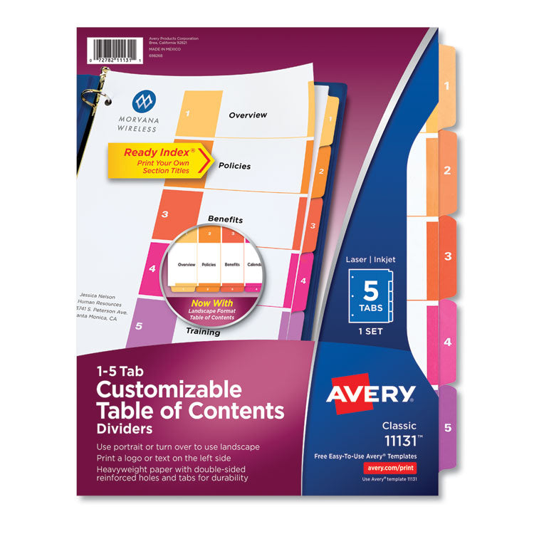 Avery - Customizable TOC Ready Index Multicolor Dividers, 5-Tab, Letter