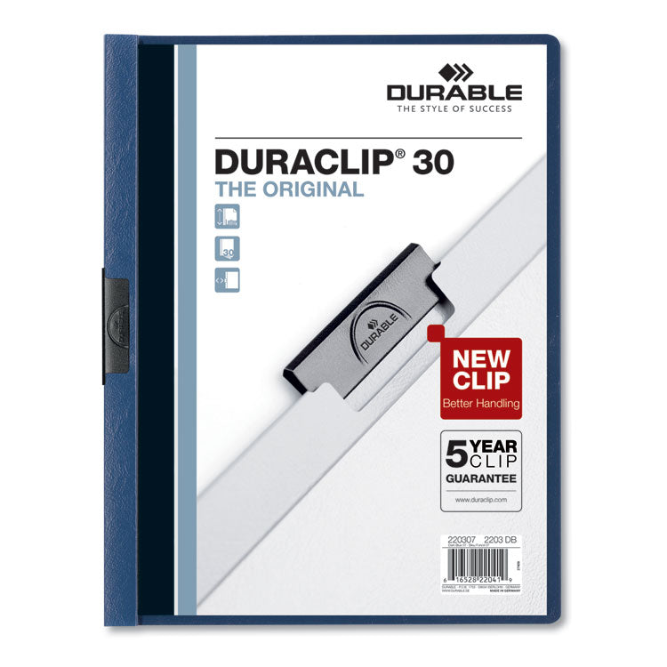 Durable - DuraClip Report Cover, Clip Fastener, Clear/Dark Blue, 25/Box