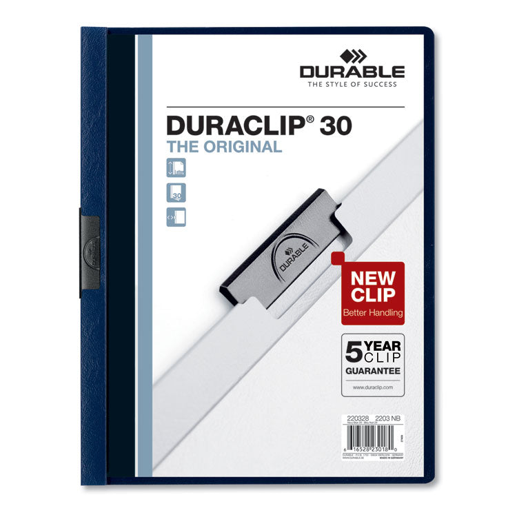 Durable - DuraClip Report Cover, Clip Fastener, 8.5 x 11, Clear/Navy, 25/Box