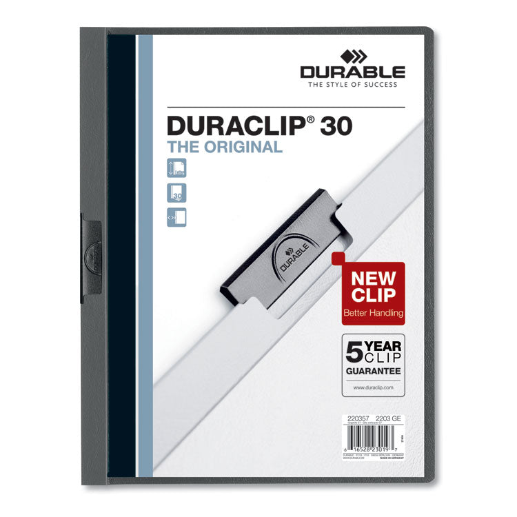 Durable - DuraClip Report Cover, Clip Fastener, 8.5 x 11,  Clear/Graphite, 25/Box