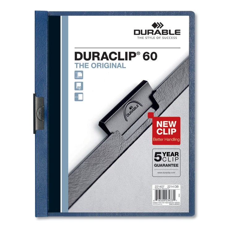 Durable - DuraClip Report Cover, Clip Fastener, 8.5 x 11, Clear/Dark Blue, 25/Box